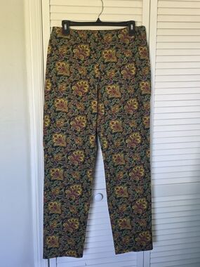 Talbots Paisley Stretch Cotton Pants Size 8  Multicolor Boho Print